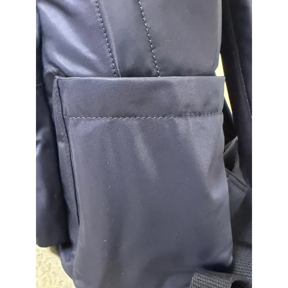 Tory Burch Navy Nylon Zip-Front Backpack new